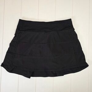 Lululemon SZ 2 Tall Black Pace Rival Tennis Skirt Built-in Shorts 4 Way Stretch